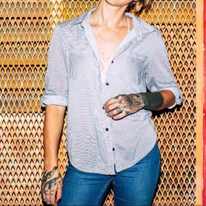 Blue & White Striped Collar Tee